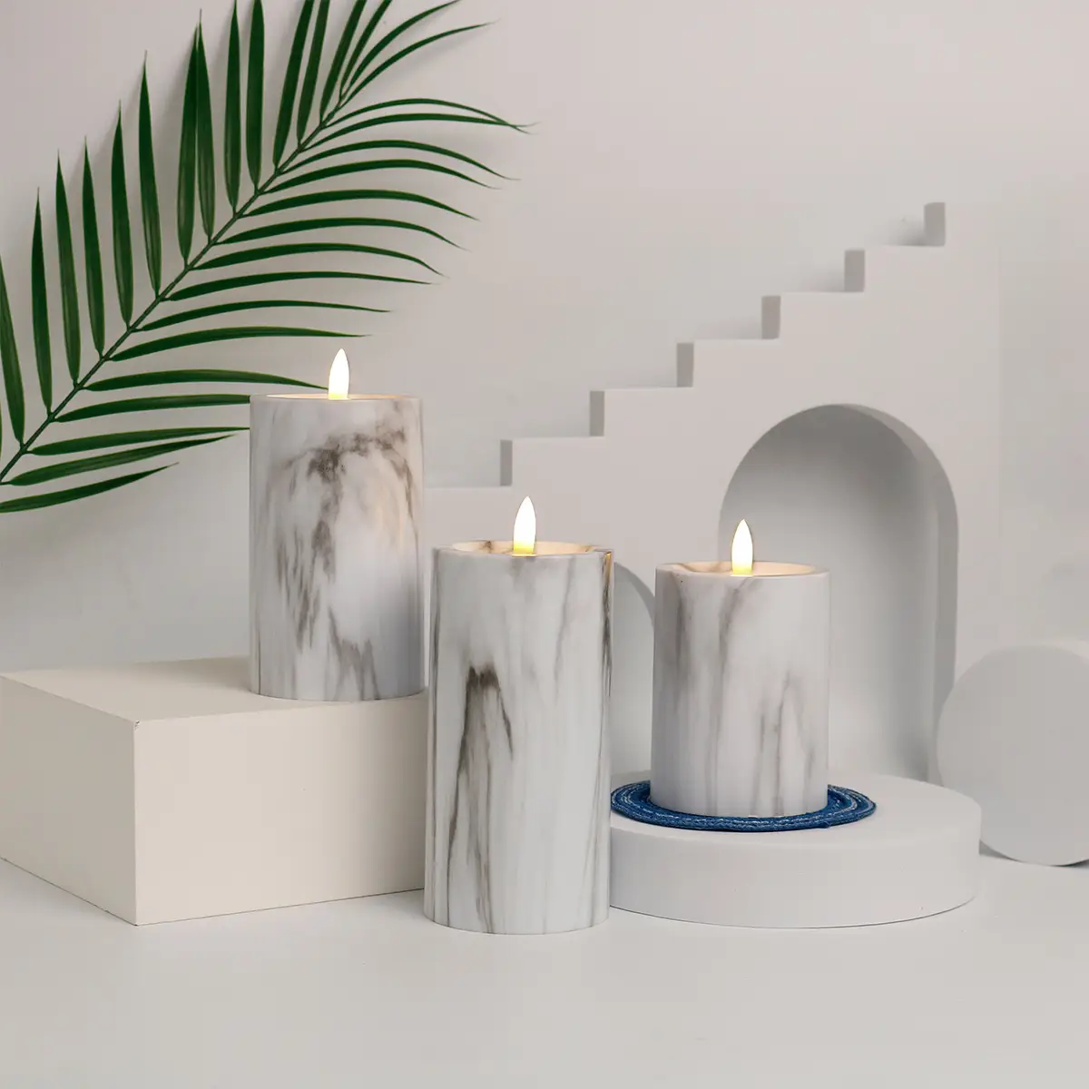 Electronic Candle Light Luxury Romantic Style Simple Modern Creative Simulation Marble