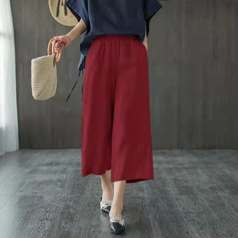 Title 11, Womens cotton and linen wide leg pants, thin l...