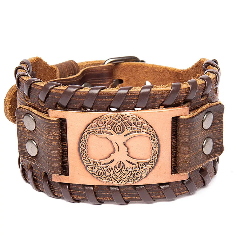 Men's Alloy Lucky Tree Accessories Width Leather Bracelet