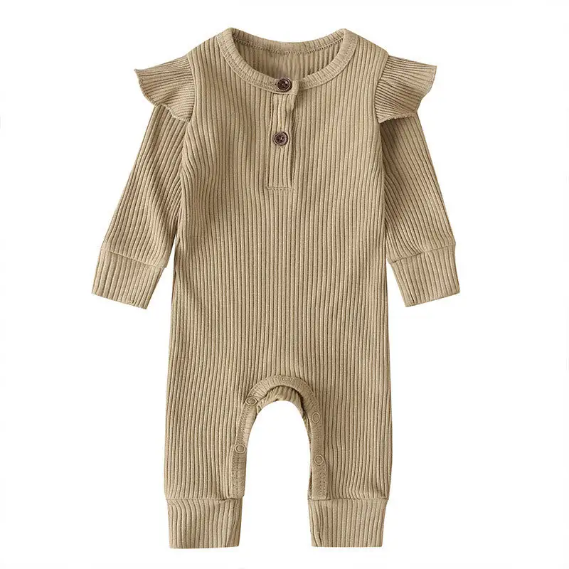Baby Casual Rompers Jumpsuit Children's New Baby Sunken Stripe Girls' Long-sleeved Jumpsuit