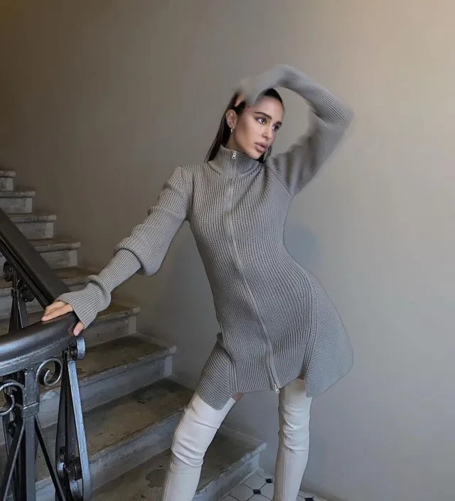 Women's Fashionable All match Casual Thickening Zipper Sweater Gray - Shop at LoveMi