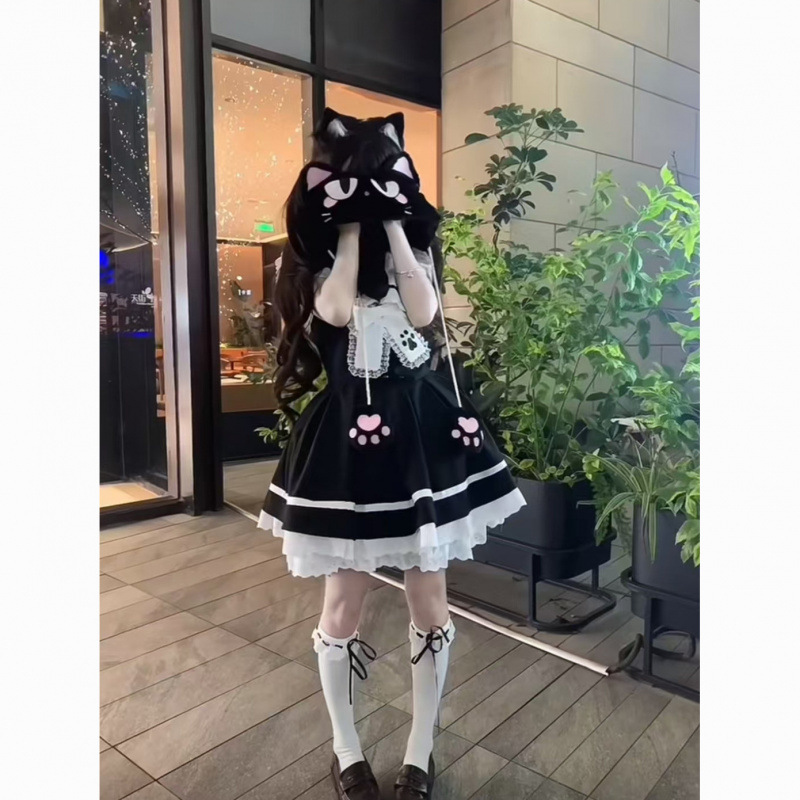 Cute Youth-looking Cute Girl Lolita Color Contrast Patchwork Dress