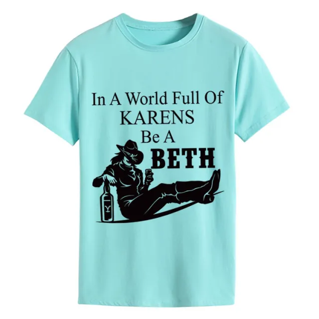 Letter Crew Neck Denim Printing Short Sleeve T shirt Bottoming Loose Women's Clothing Deep Water Blue Black Words - Shop at LoveMi