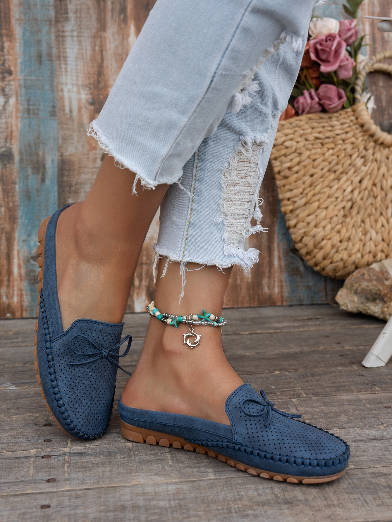 Slip-On Flat Loafers – pair view Camel