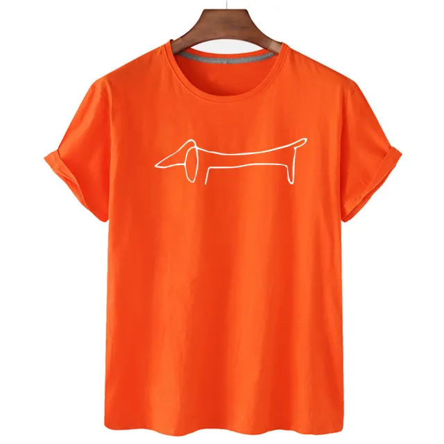 Women's Dachshund Print Short Sleeve T Shirt Orange - Shop at LoveMi
