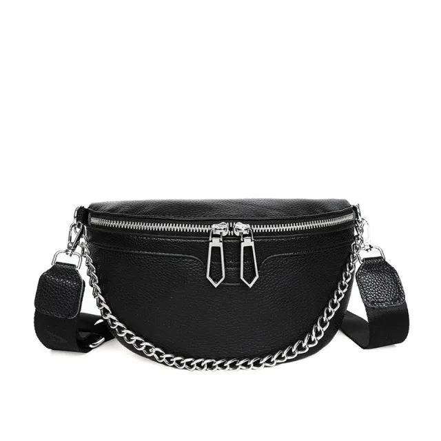 Casual Large Capacity Crossbody Leather Waist Bucket Bag Black - Shop at LoveMi