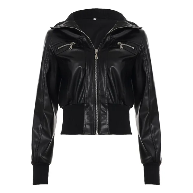 Retro Workwear Zipper Leather Jacket Coat Black - Shop at LoveMi