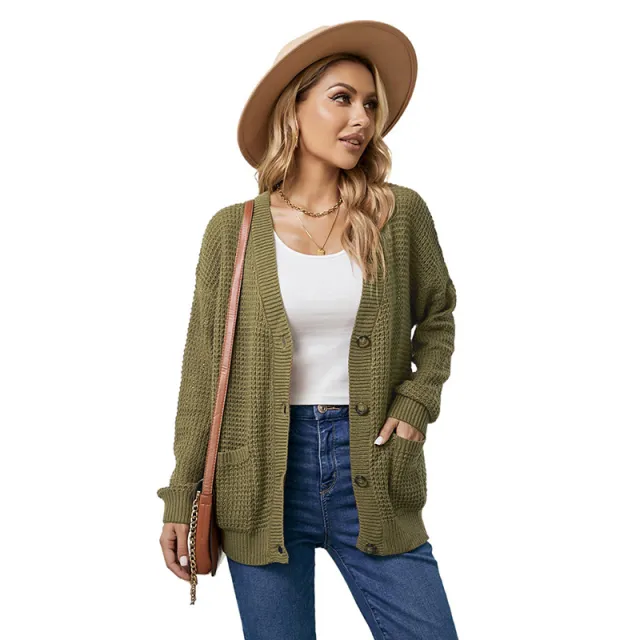 Cardigan Sweater Cardigan Knitted Single breasted Coat Green - Shop at LoveMi