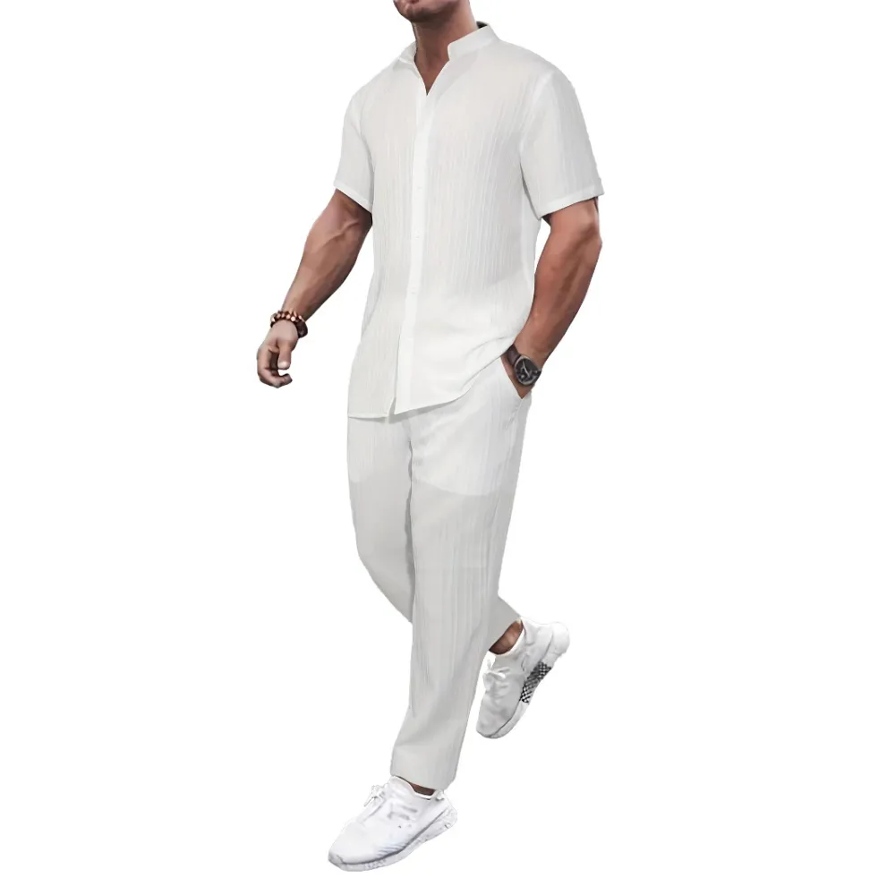 European And American Men's Casual Short-sleeved Two-piece Suit