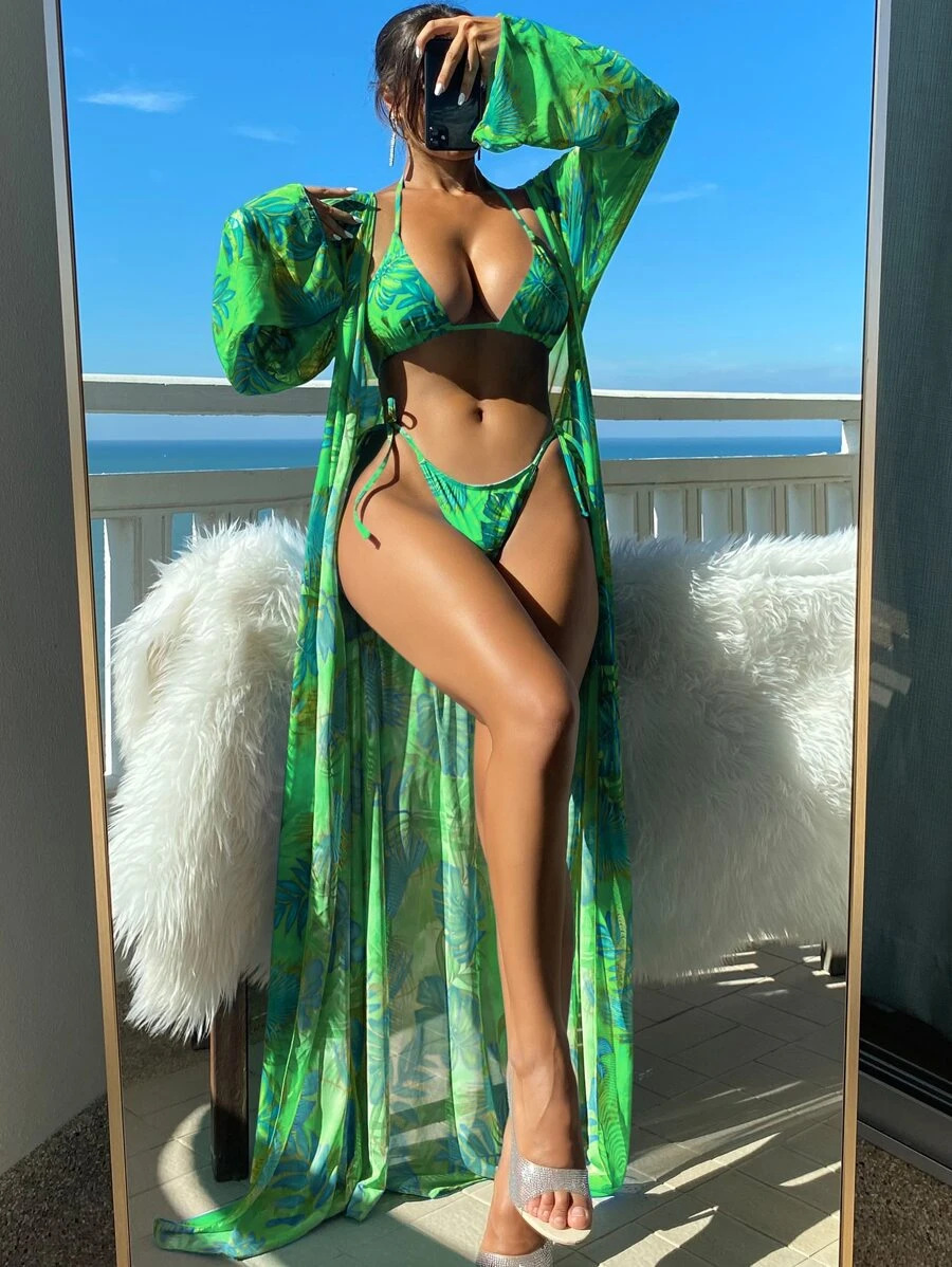 Блузка с длинными рукавами и полосками бикини