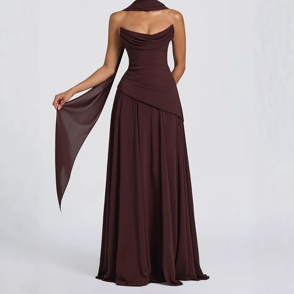 Womens Slim-Fit, Fashionable New Ruched Tube Dress