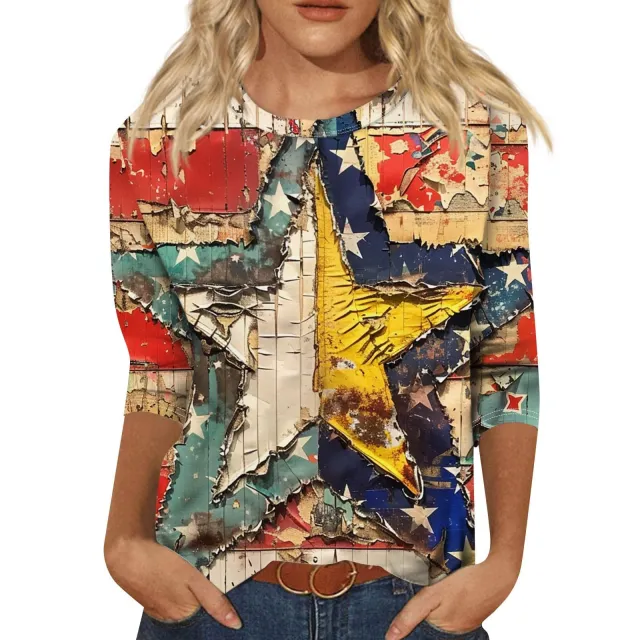 Long Sleeve Round Neck Slim Summer Tie dyed Printed Clothing 3W5Zf8K M - Shop at LoveMi
