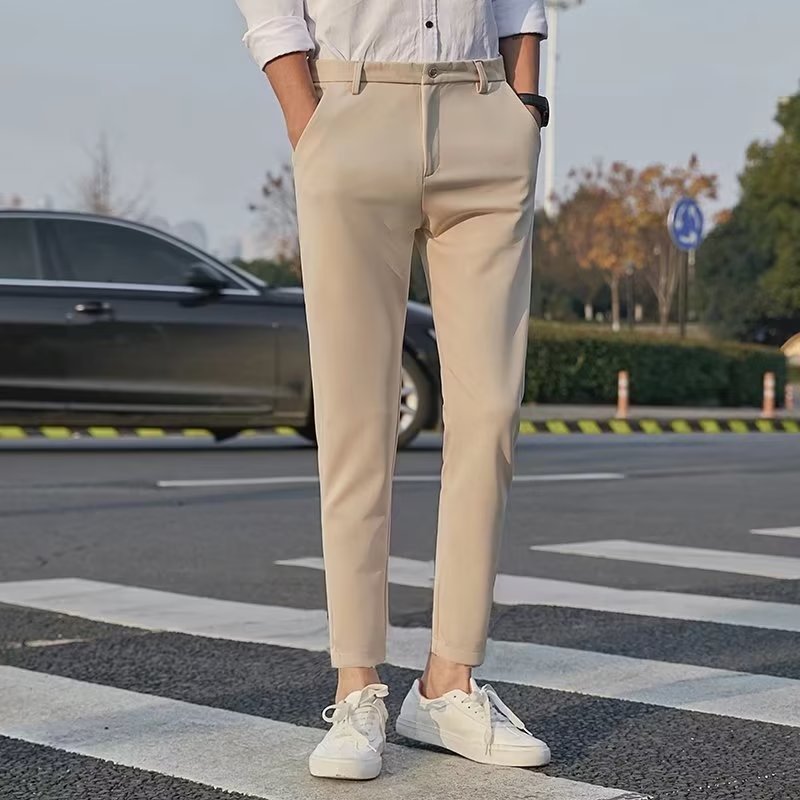 Men's Fashionable Slim-Fit Casual Drapey Cropped Trousers 9c98e6fc 9f5e 4f32 8493 96d69215c9a1
