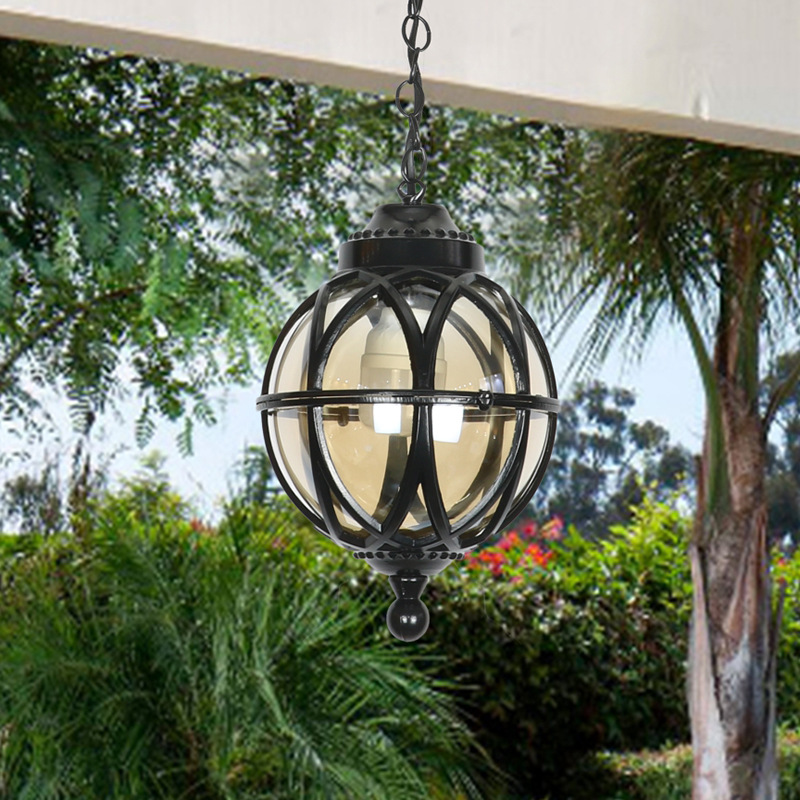 Outdoor Waterproof And Rust-proof Chandelier Courtyard Lighting Small Garden Pendant Light Black S