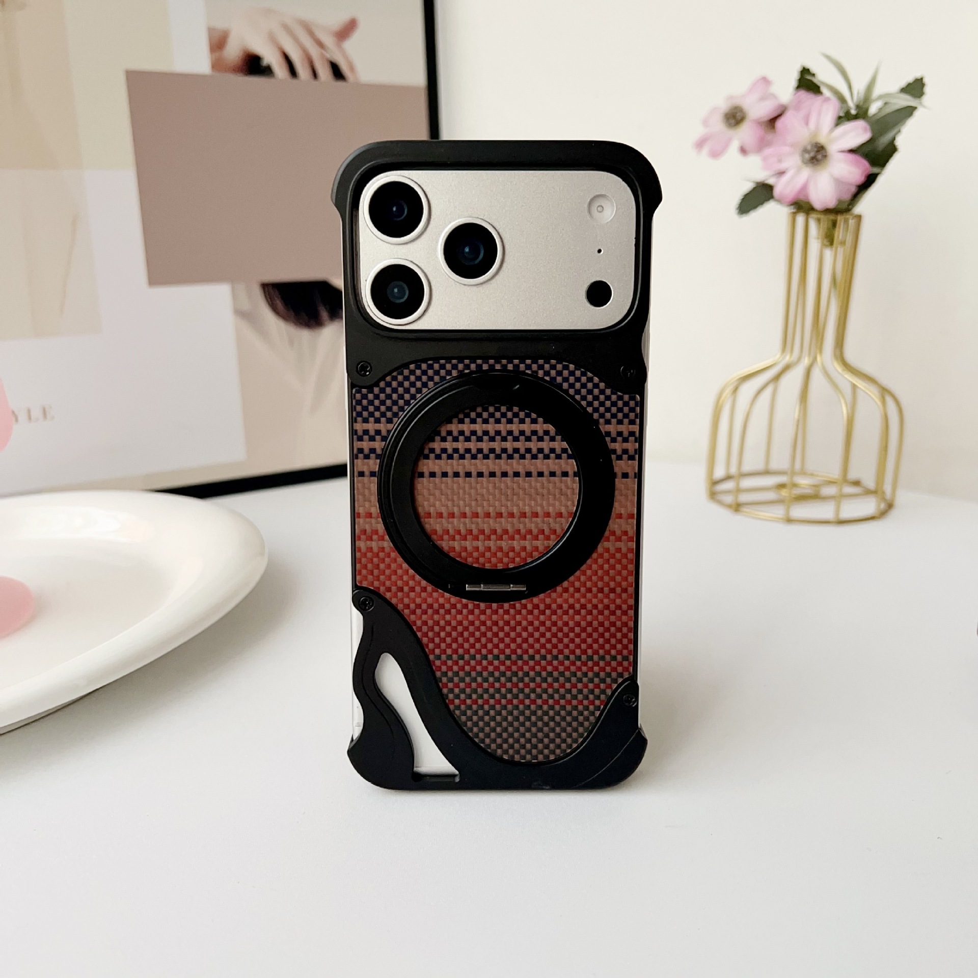 Metal Magnetic Mount Carbon Fiber Backplate Protective Case