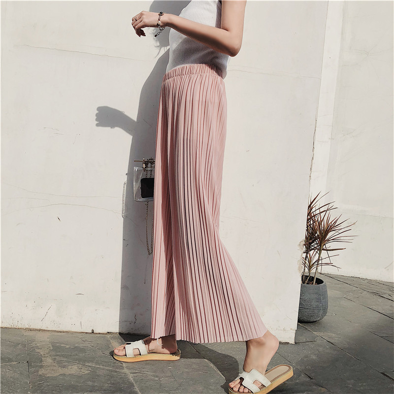 Title 17, High waist pleated chiffon wide-leg pants