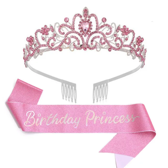 Birthday Party Crown Shoulder Strap Girl Princess Strap Suit Pink Crown Shoulder Strap - Shop at LoveMi