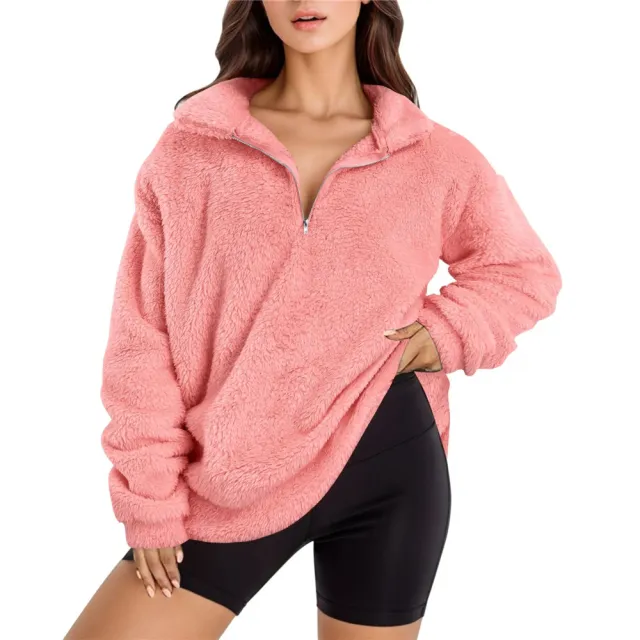 Velvet Fleece lined Women's Casual Stand Collar Sweater Pink - Shop at LoveMi