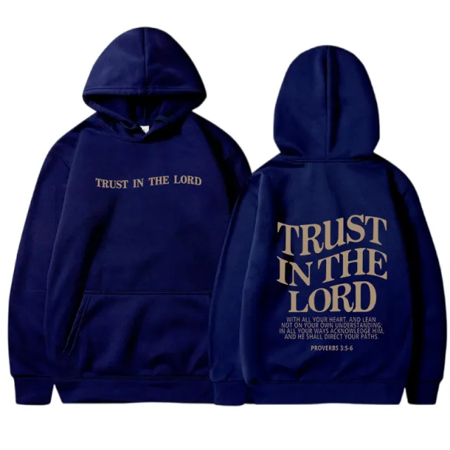Letter Printed Hoodie Sports Long Sleeve Hoodie Navy - Shop at LoveMi