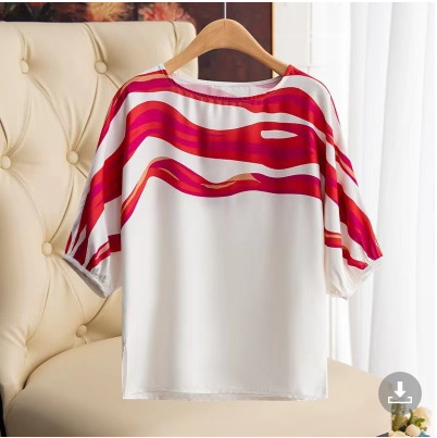 Women's Pullover Chiffon Shirt Striped Top Red - Shop at LoveMi