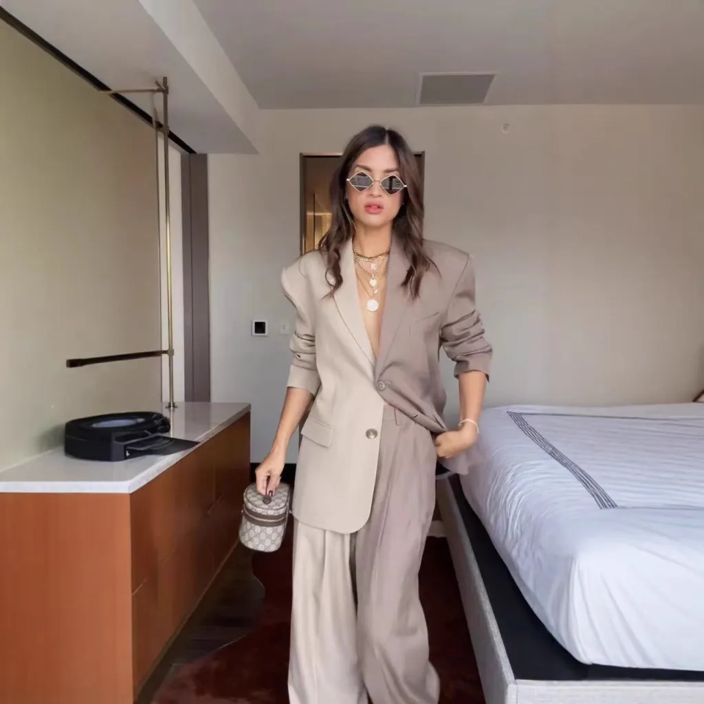 Fashion Two Colors Casual Suit - Dark Brown