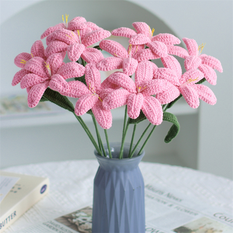 Hand-knitted Finished Yarn Bouquet Of Knitted Artificial Flowers 28