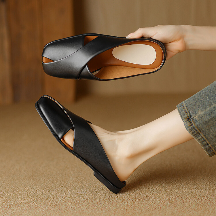 Baotou Half-Open Shoes Womens Soft-Soled Slip-On Sandals