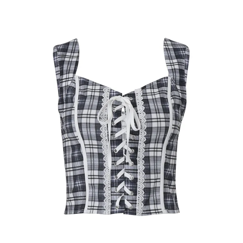 American Vintage Stripe Strap Design Temperament Spaghetti-strap Camisole Top - Blue