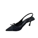 Pointed-toe Leopard-print Bow-covered Sandals Stiletto-heel Peep-toe Pumps view 7