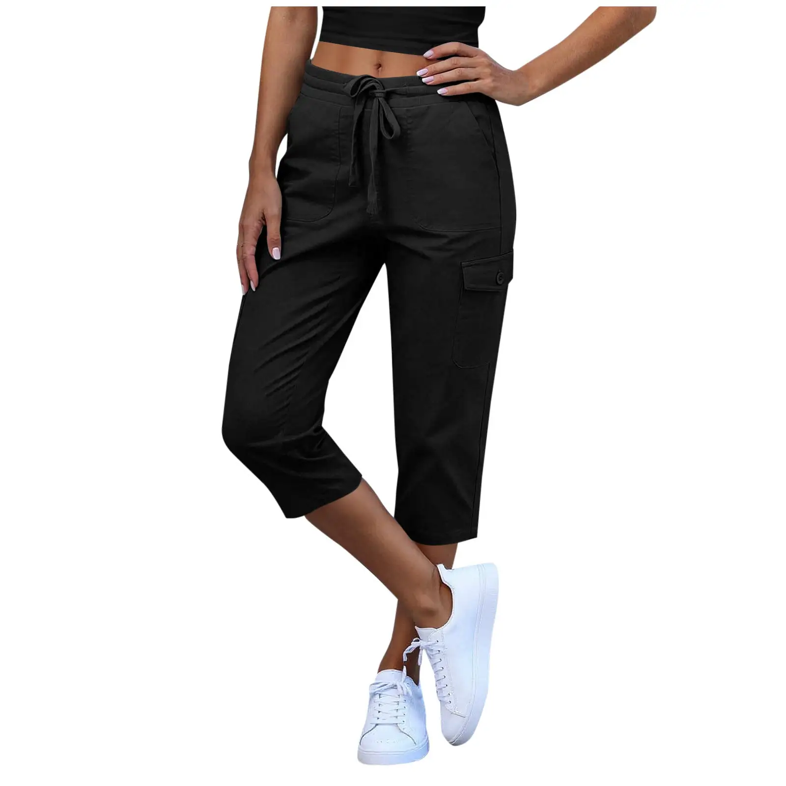 Pocket Cropped Pants Fashionable Casual Trousers