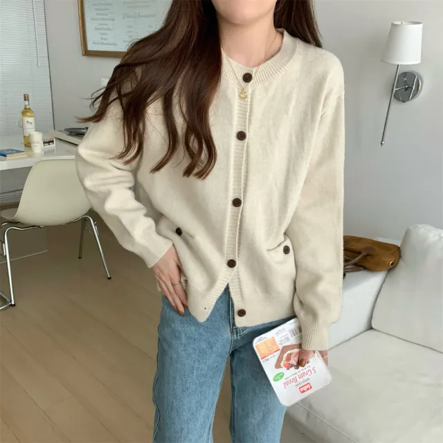 Long Sleeve Women's Knitted Cardigan Top Apricot - Shop at LoveMi