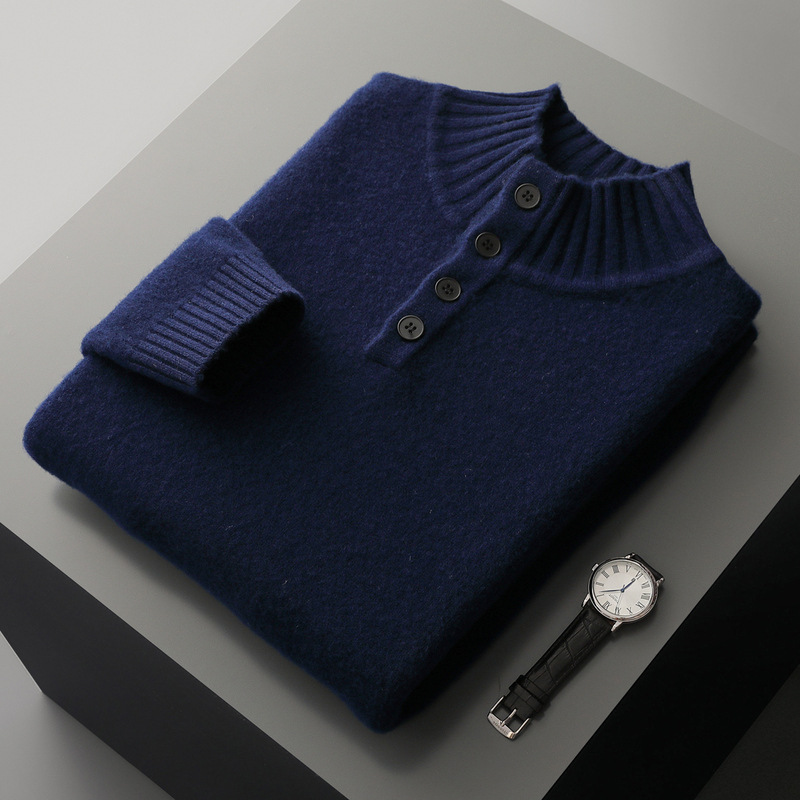 Thickened Four-button Half-collar Wool Sweater Men - Image 7