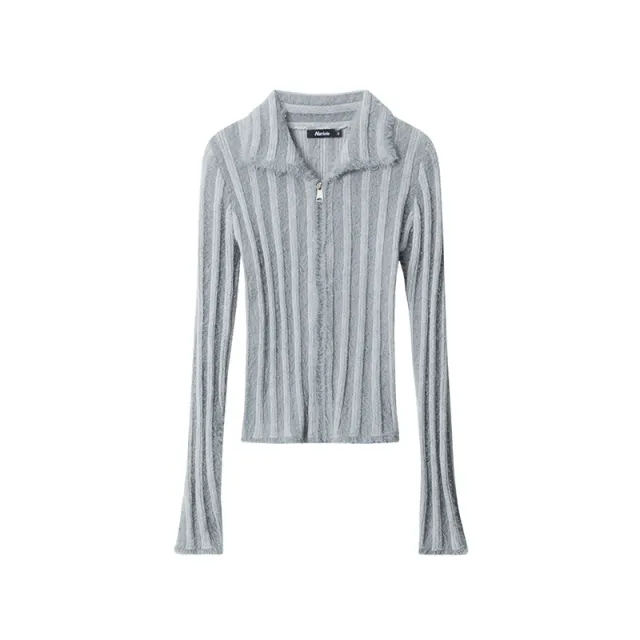 HeyHenry Retro Long Sleeve Slim fit Cardigan Sweater For Women Gray - Shop at LoveMi
