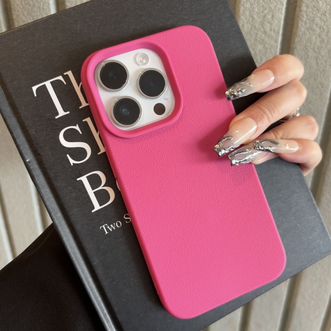 Lychee-pattern Matte Phone Case Solid Color - Image 7