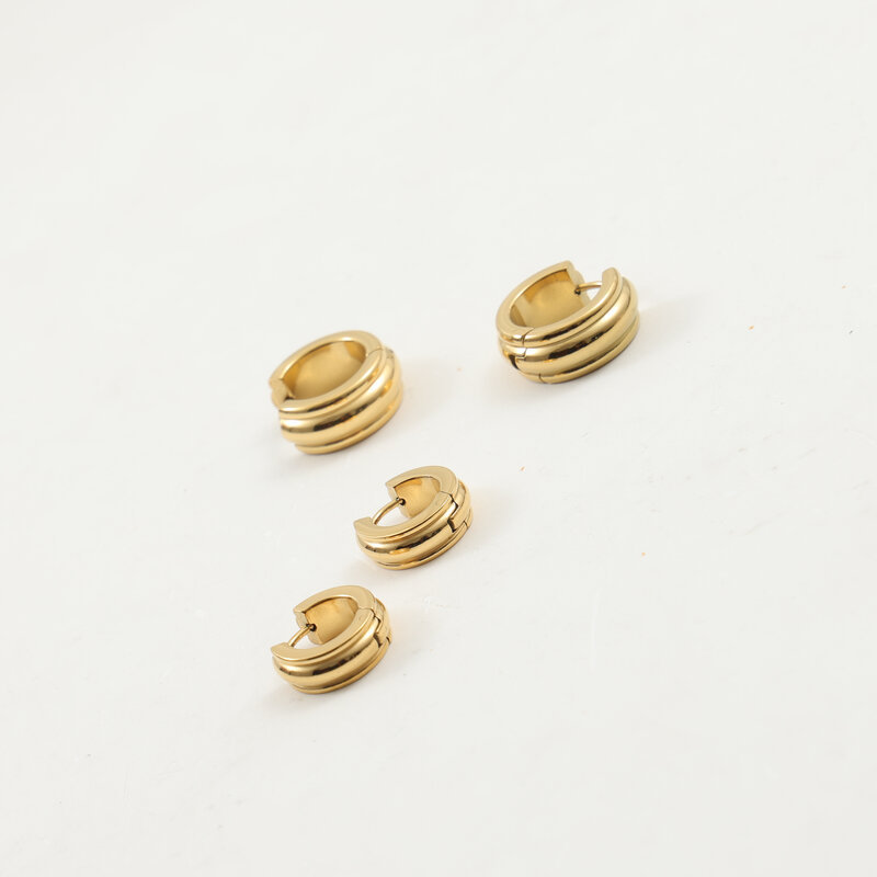 Open Earrings Titanium Steel Plated 18K Gold