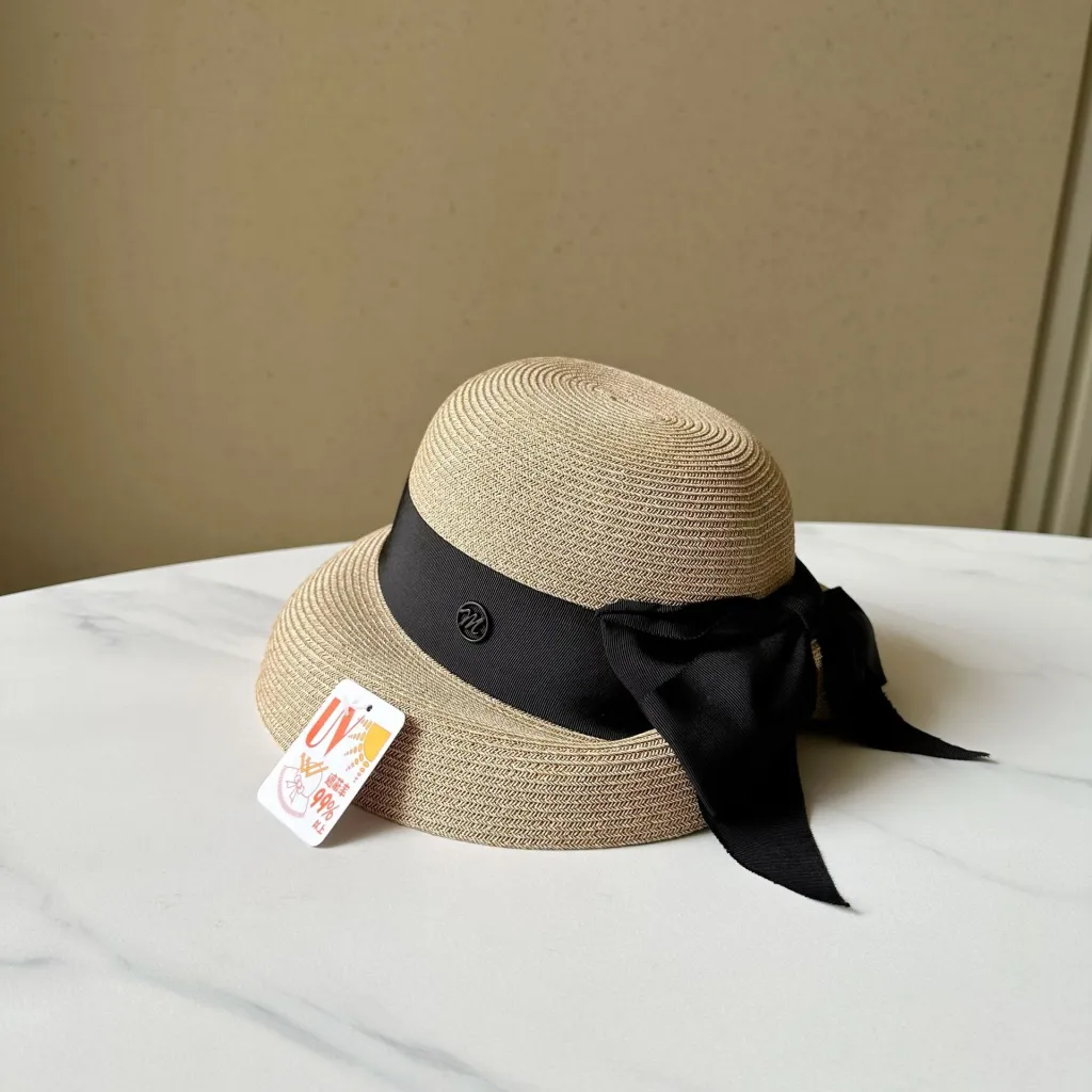 Avocado Green Straw French Elegant Bucket Hat - Khaki