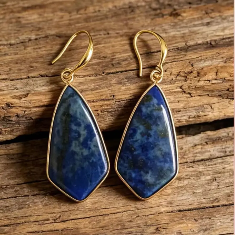 Natural Stone Drop With Edging Irregular-shaped Earrings