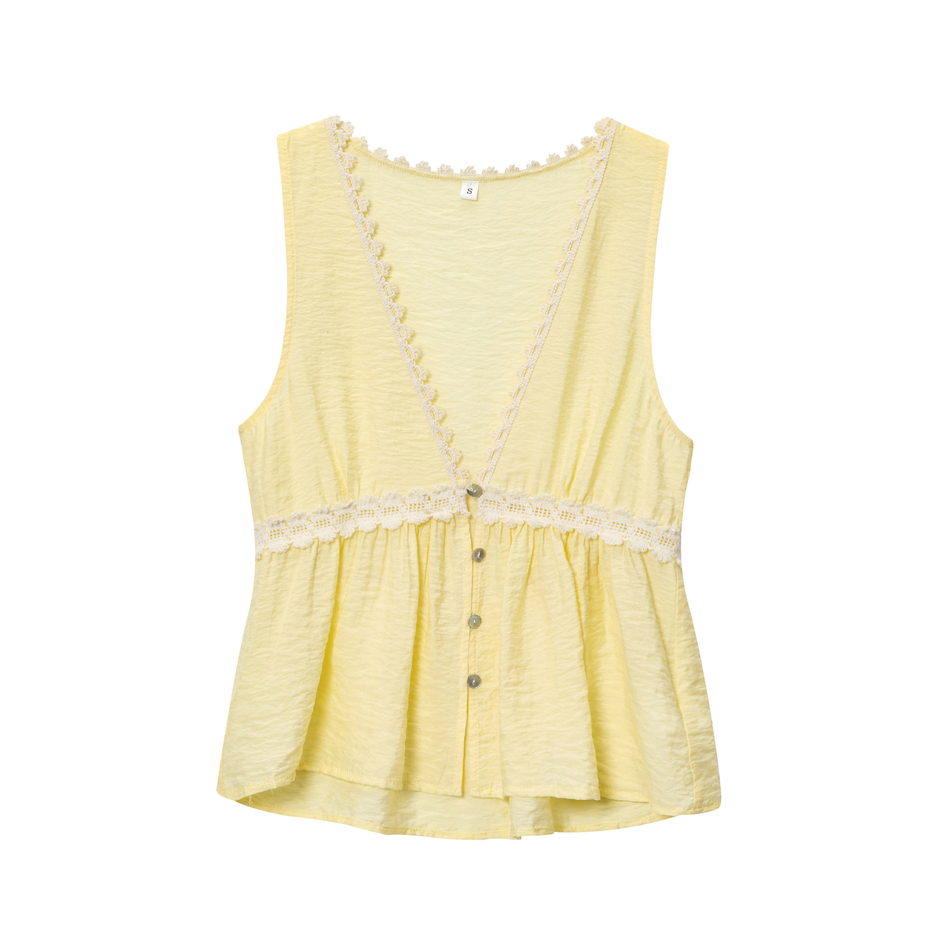 Lace Trim Elegance Sleeveless V-neck Shirt Top