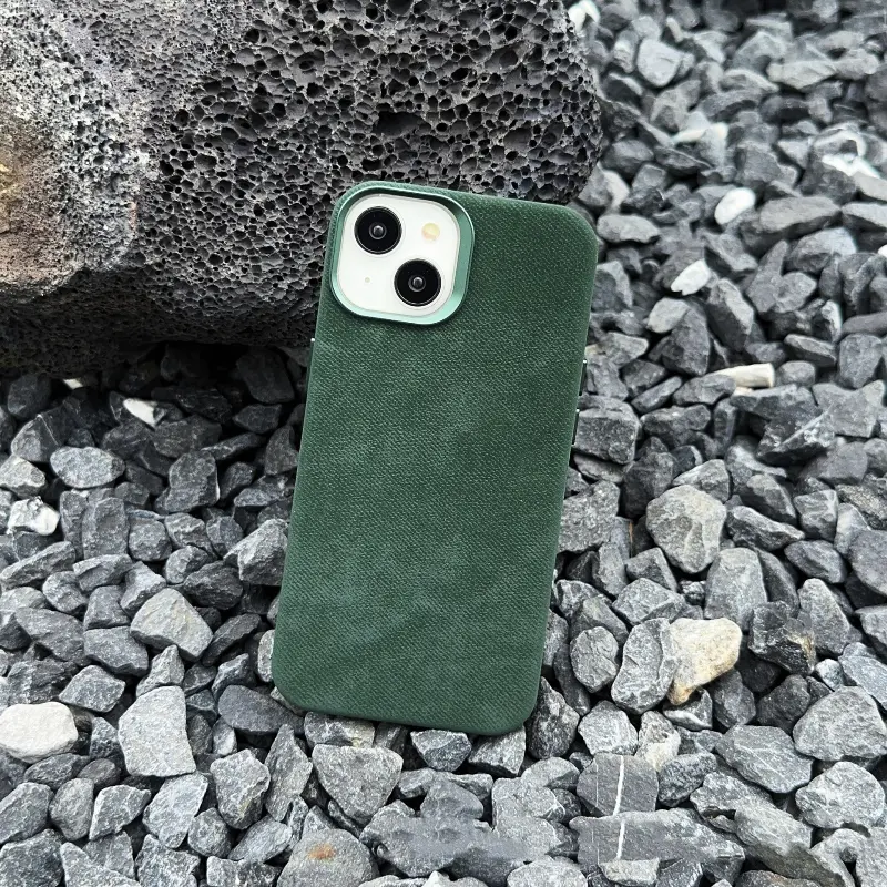 Solid Color Flannel Fabric Fiber Magnetic Drop-resistant Phone Case