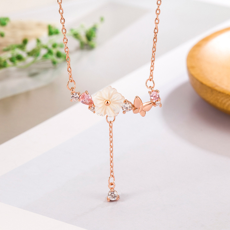 Butterfly Flower Necklace Shell Sweet Clavicle Chain
