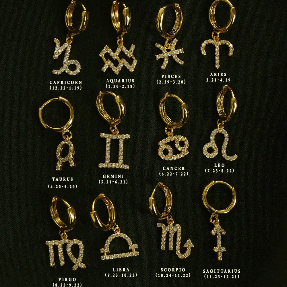 Zodiac Micro Paved Zircon Earrings