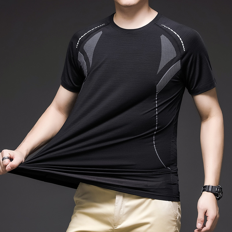 Ice-silk T-shirt For Men Summer Short-sleeve Thin Breathable And Quick-drying