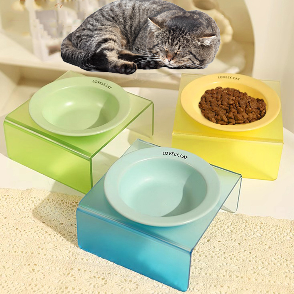 Pet Bowl High Foot Acrylic Rack Cat Ceramic