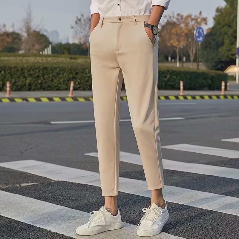 Men's Fashionable Slim-Fit Casual Drapey Cropped Trousers 9cd92f80 C79c 42ce 808d Dbd9419350ee