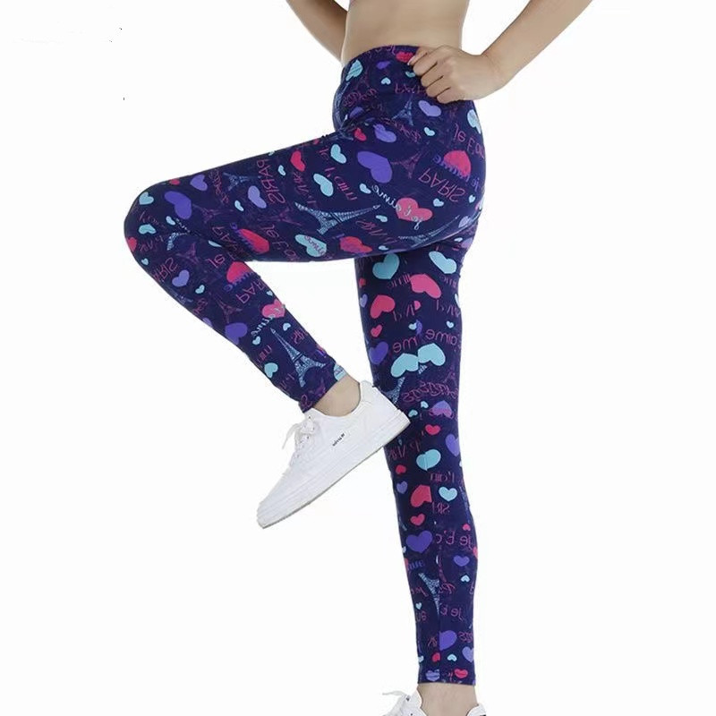 Bedruckte Stretch schlankmachende dünne Leggings Damen freie Größe bis 75 kg Bleistifthose - Bild 16 von 21