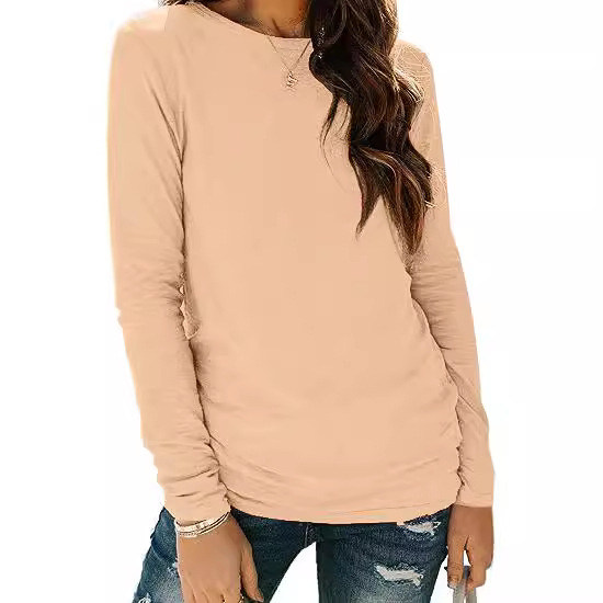 Women's Knitted Stretch Crew Neck T-shirt