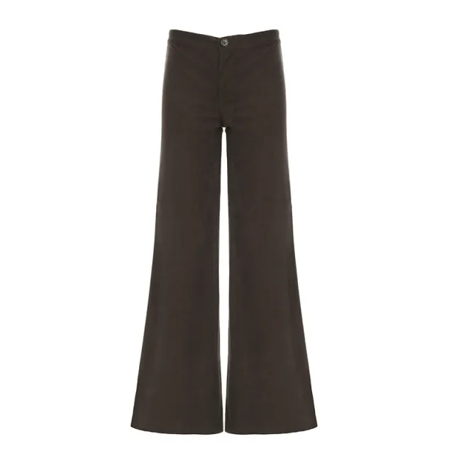 New Casual Solid Color Loose Straight leg Wide leg Pants Women Brown - Shop at LoveMi