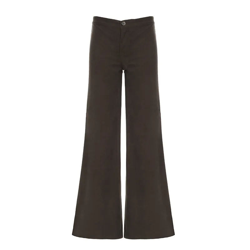New Casual Solid Color Loose Straight-leg Wide-leg Pants Women - Brown