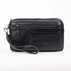 Genuine Leather Clutch Bag Multi-functional Leisure - Black - View 1