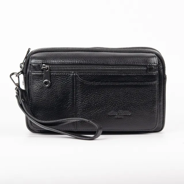 Genuine Leather Clutch Bag Multi functional Leisure Black - Shop at LoveMi